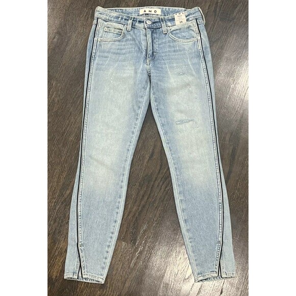 AMO Twist Jeans Women’s 26 Slim Fit Midrise Crop Ankle Piping Sweet Cheeks NWOT - Picture 1 of 10